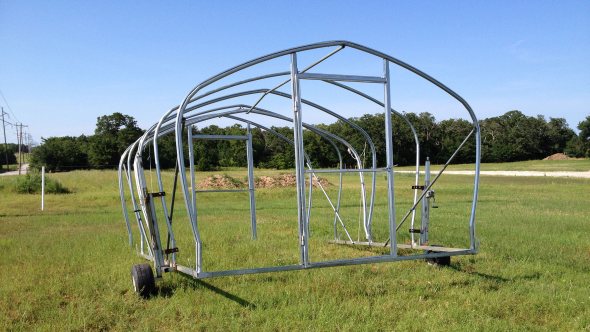 Movable high tunnels, like the one pictured here, will provide growers more flexibility and versatility, and allow them to use the entire growing season for crops. Photo credit: Noble Foundation